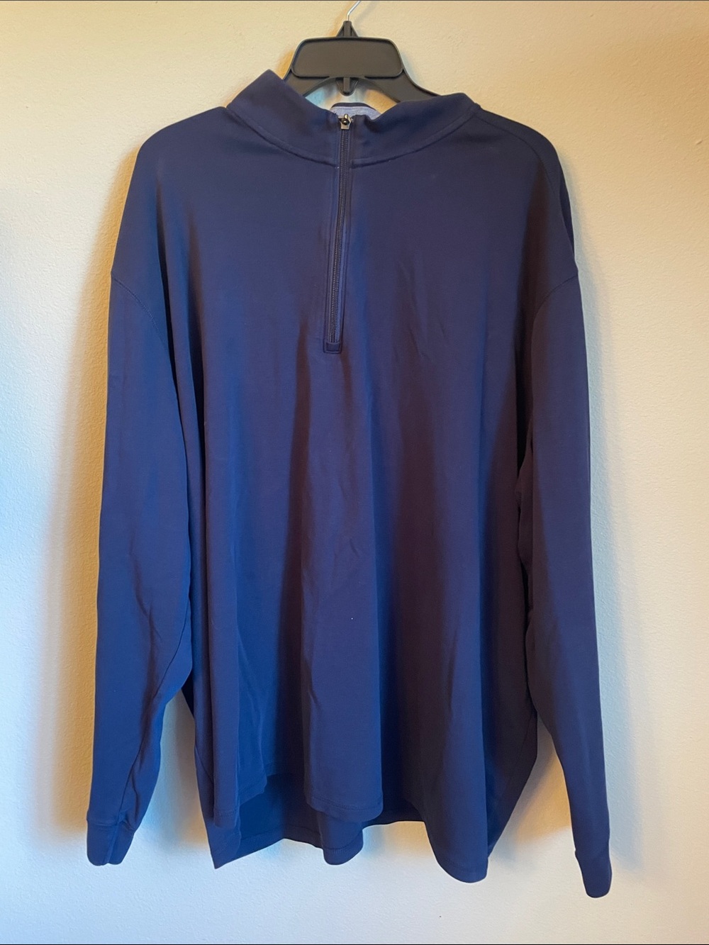 Men's Navy Quarter-Zip cotton pullover 4XT